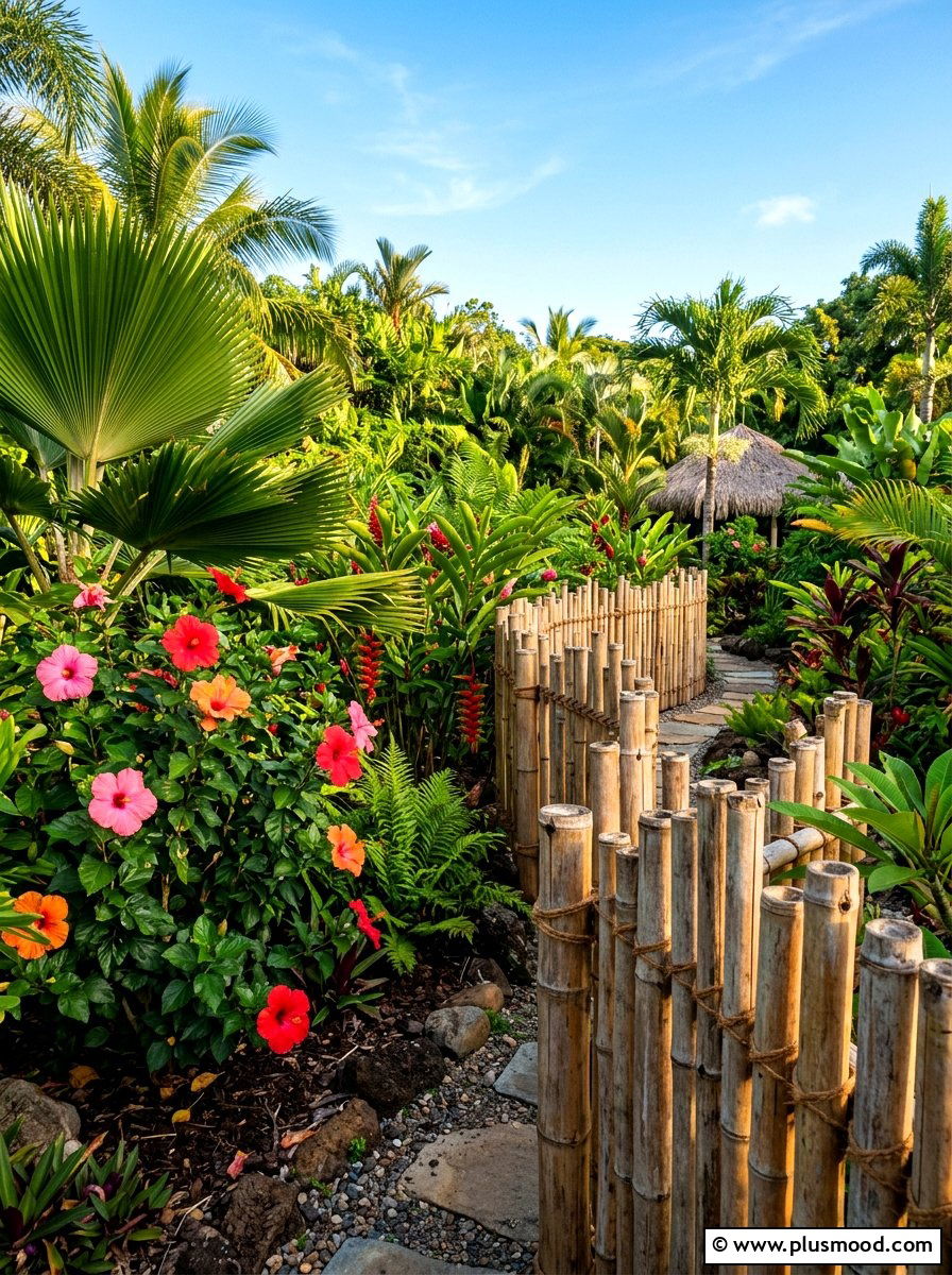 Bamboo Stake Fence - 25 summer flower bed edging ideas