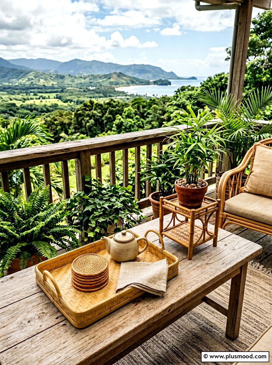 Bamboo Table Accessories - 25 summer balcony table decor ideas