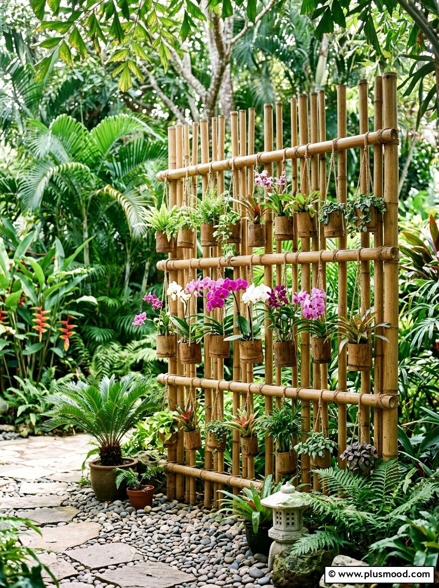 Bamboo Vertical Garden Screen - 25 small backyard ideas with vertical garden