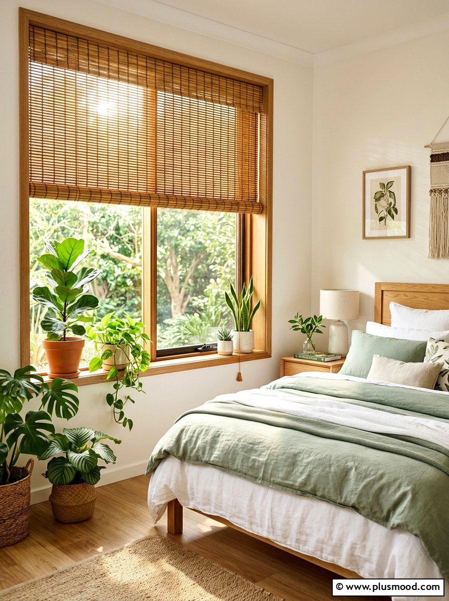 Bamboo Window Blind - 25 late summer bedroom ideas