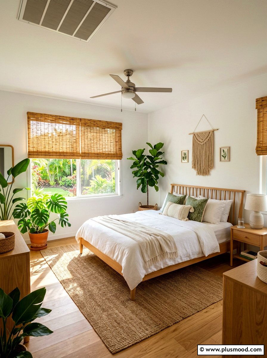 Bamboo Window Blinds - 25 cool summer bedroom ideas