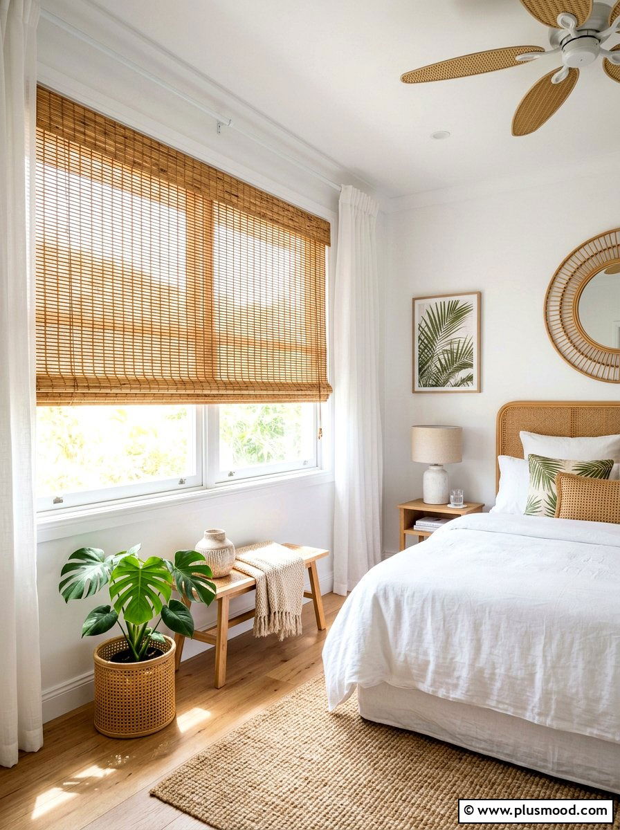 Bamboo Window Blinds - 25 light and airy summer bedroom ideas