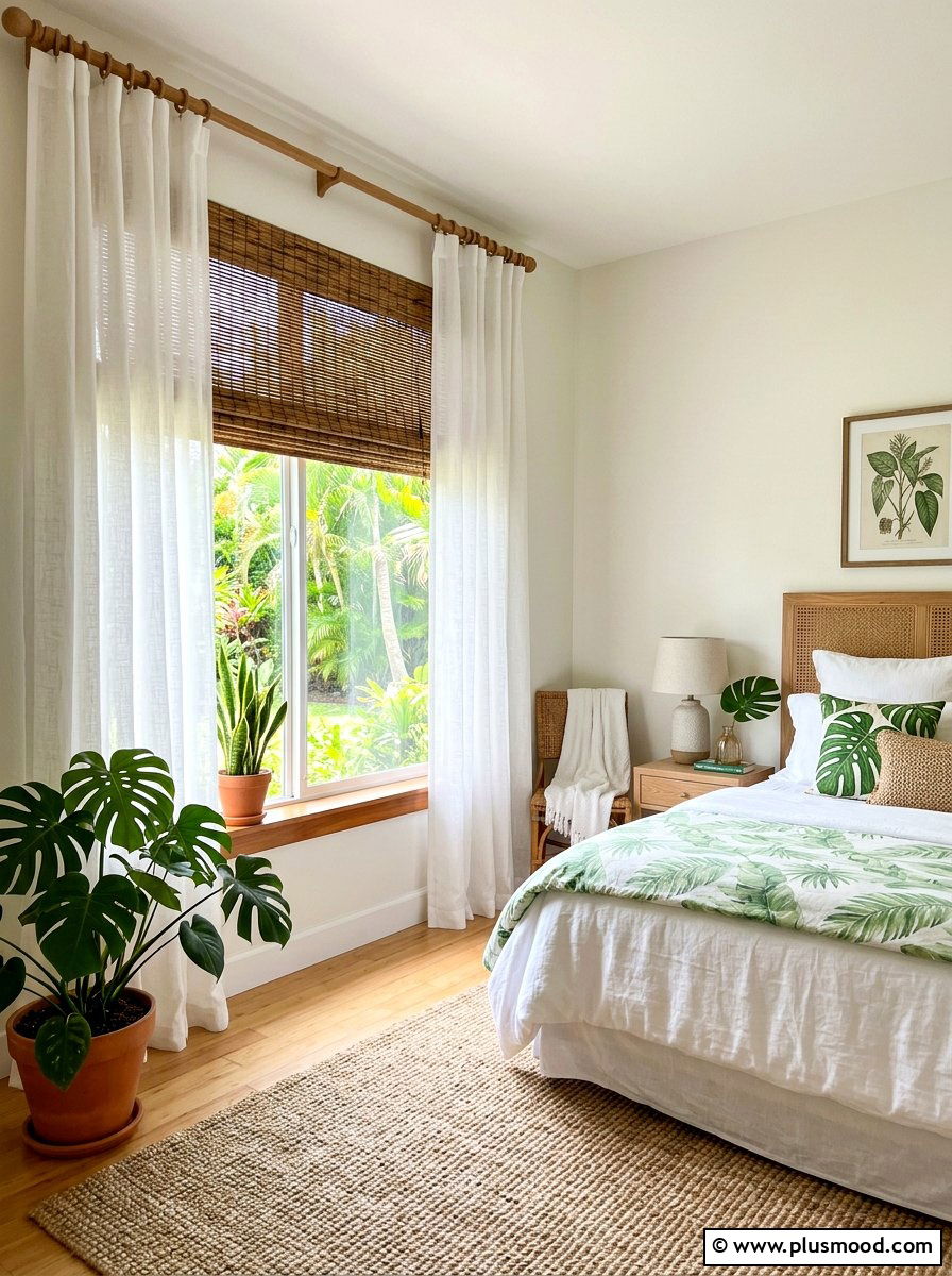 Bamboo Window Blinds - 25 beachy summer bedroom ideas