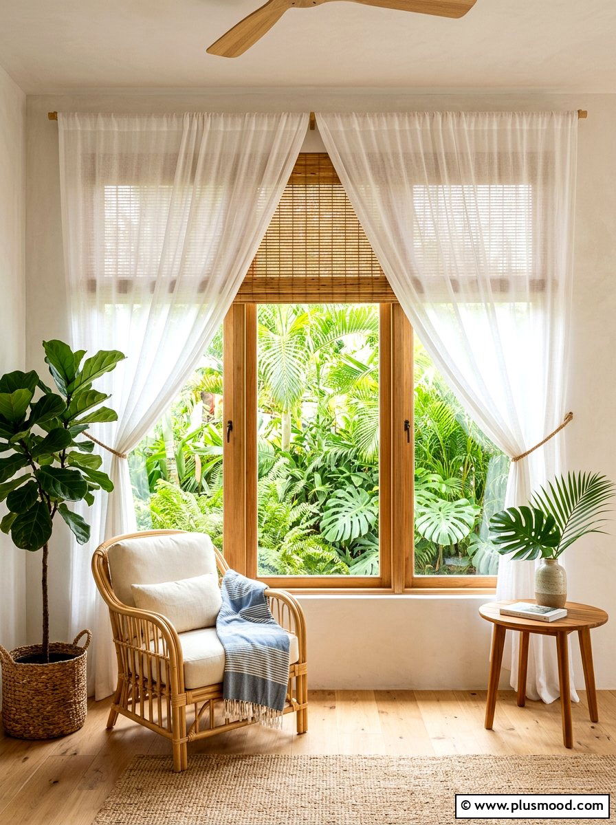 Bamboo Window Shades - 25 elegant summer bedroom ideas