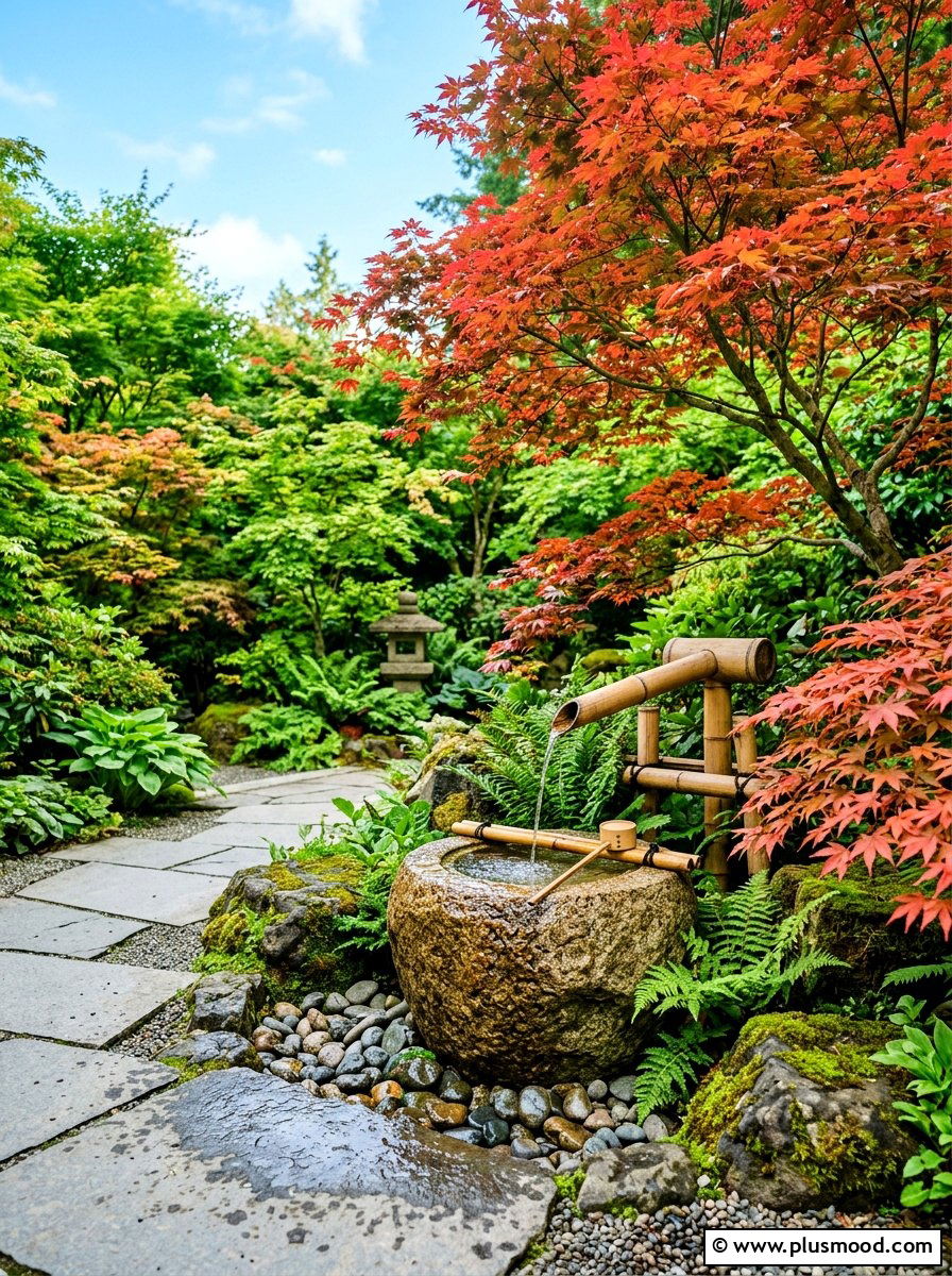 Bamboo Zen Water Feature - 25 summer patio ideas with water feature