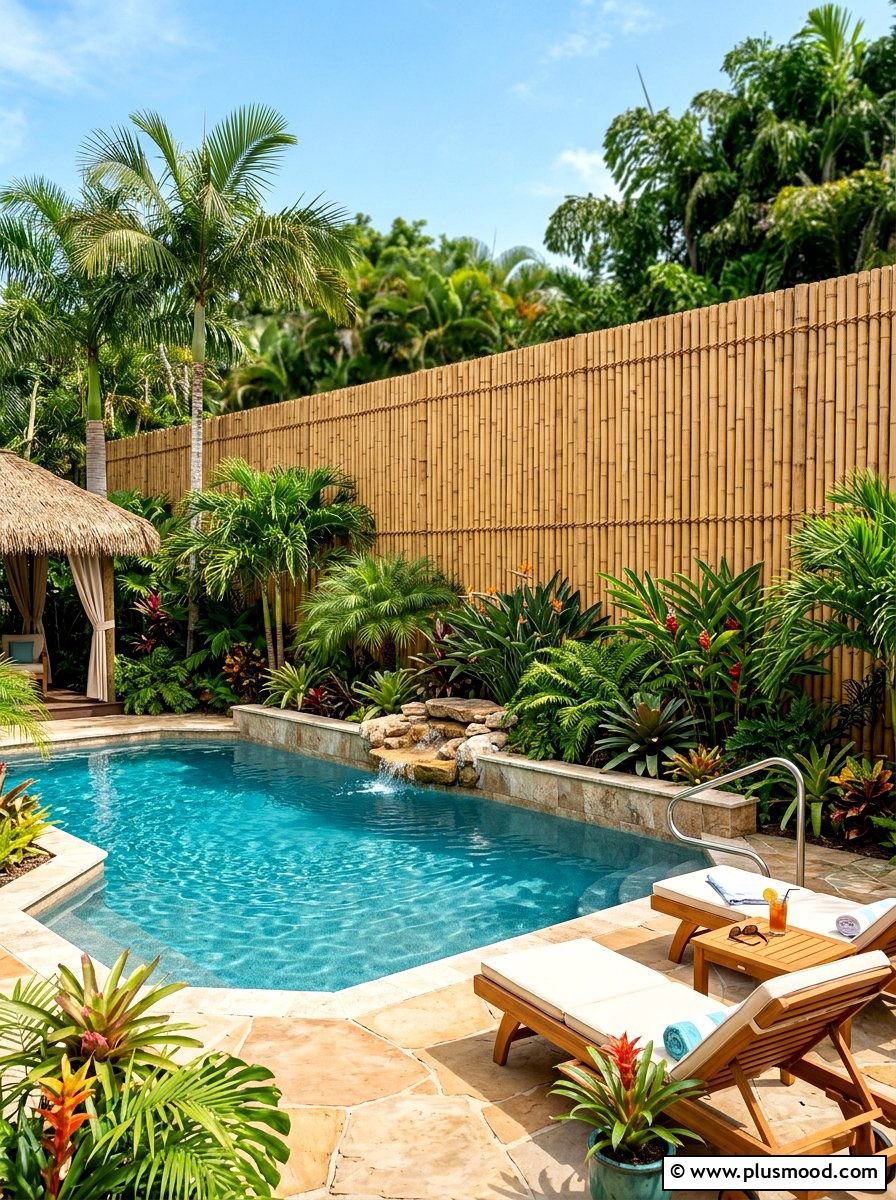 Bamboo fence for pool privacy - 25 pool landscaping ideas for inground pools
