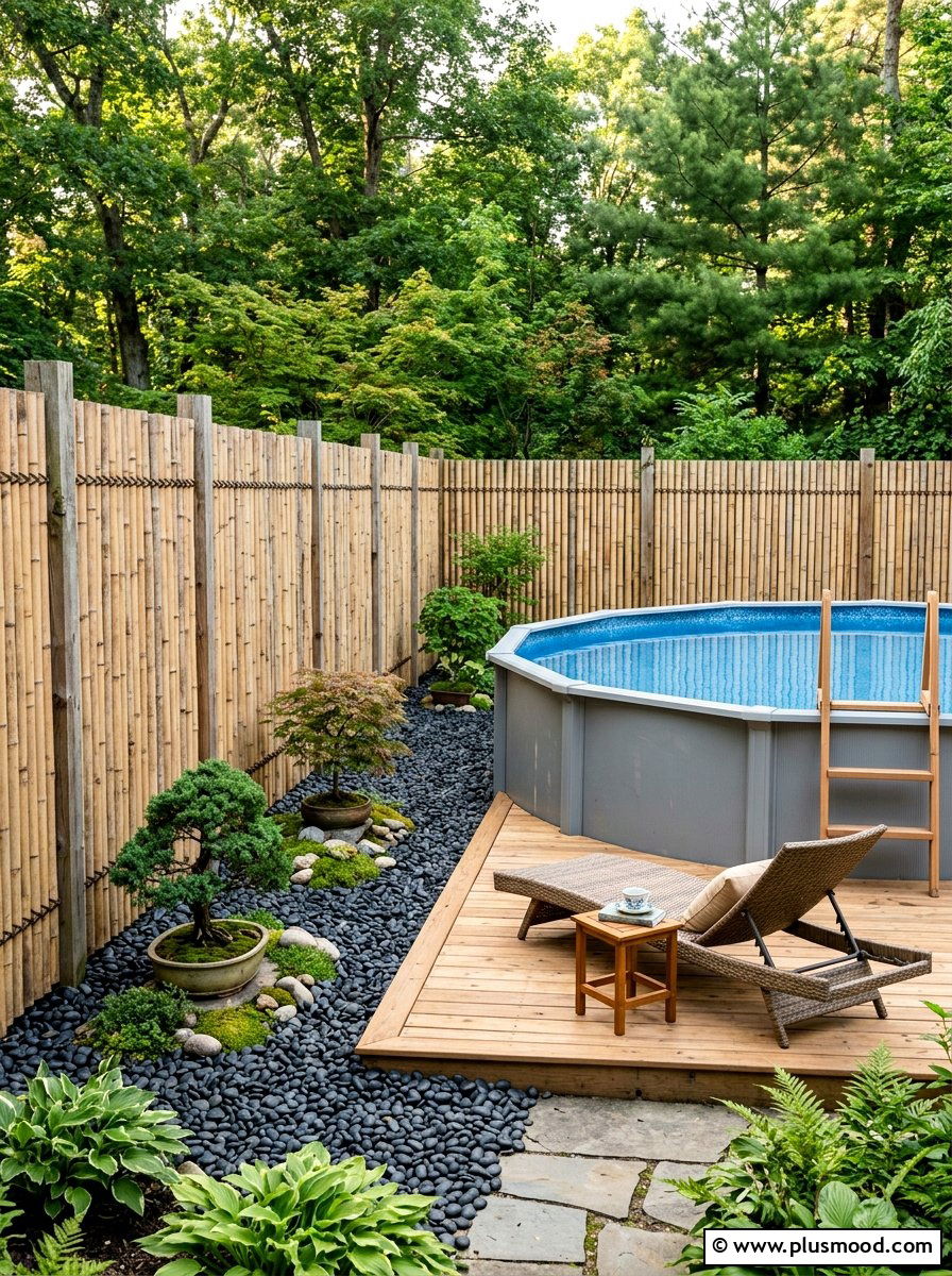 Bamboo fence pool privacy - 25 pool landscaping ideas for above ground pools