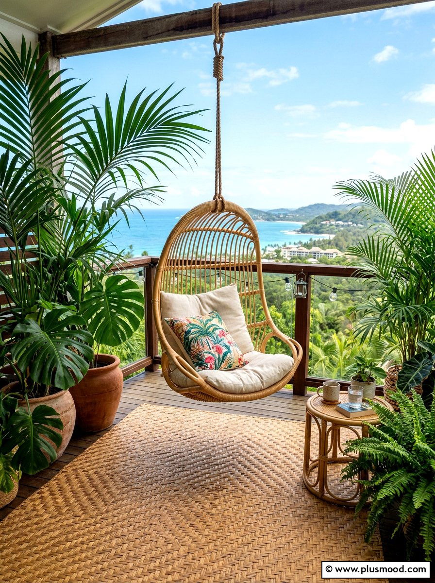Bamboo floor mat - 25 summer balcony floor decor ideas
