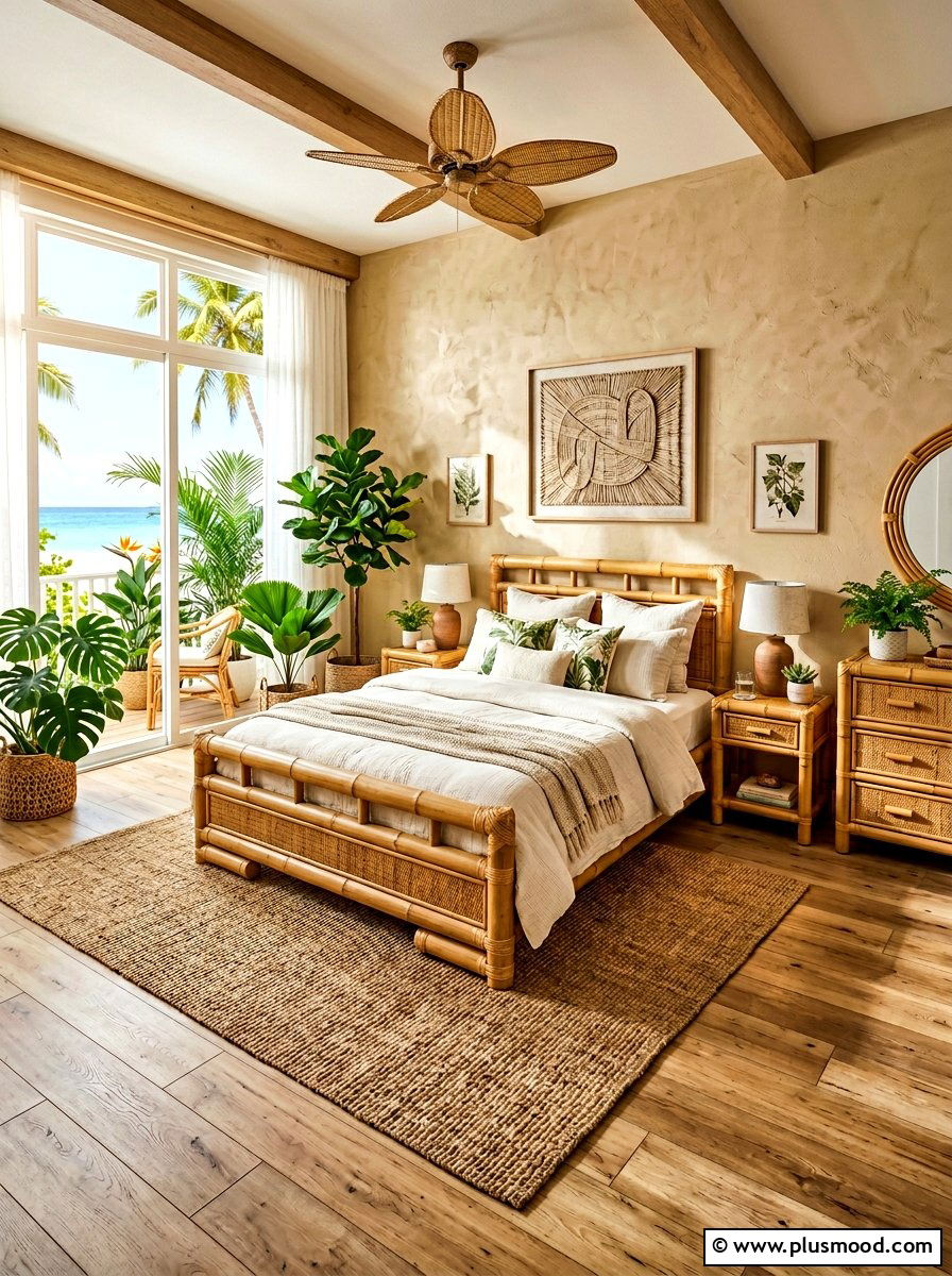 Bamboo furniture bedroom - 25 boho summer bedroom ideas