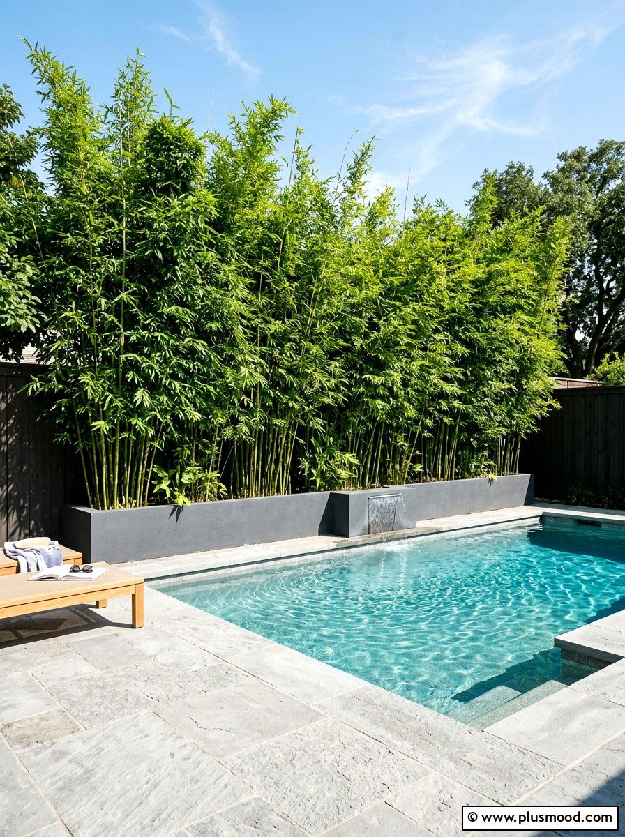 Bamboo pool privacy screen - 25 pool landscaping ideas for saltwater pools