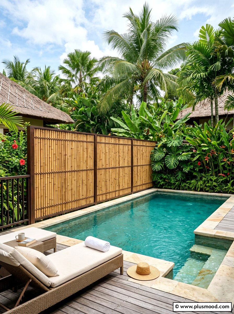 Bamboo pool screen - 25 pool landscaping ideas on a budget