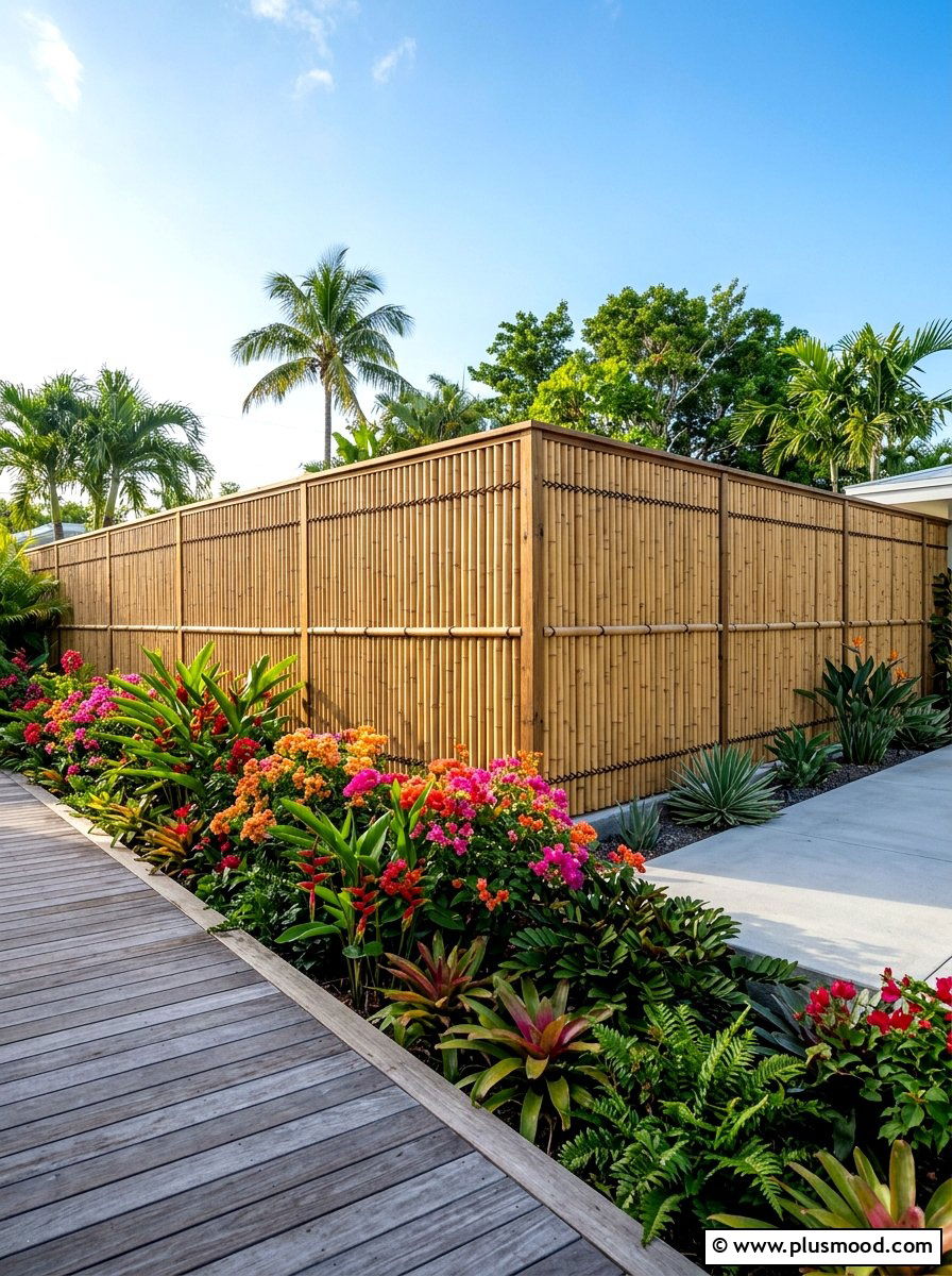 Bamboo privacy fence - 25 summer tropical landscaping ideas
