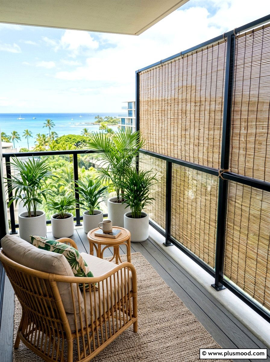 Bamboo privacy screen - 25 summer balcony privacy ideas