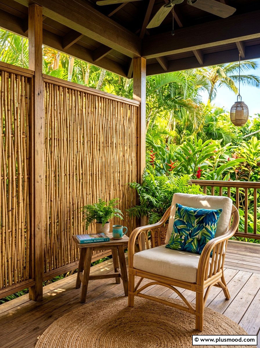 Bamboo privacy screen - 25 summer porch corner decor ideas
