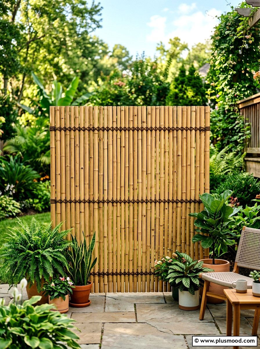 Bamboo privacy screen - 25 outdoor garden decor ideas with zen elements