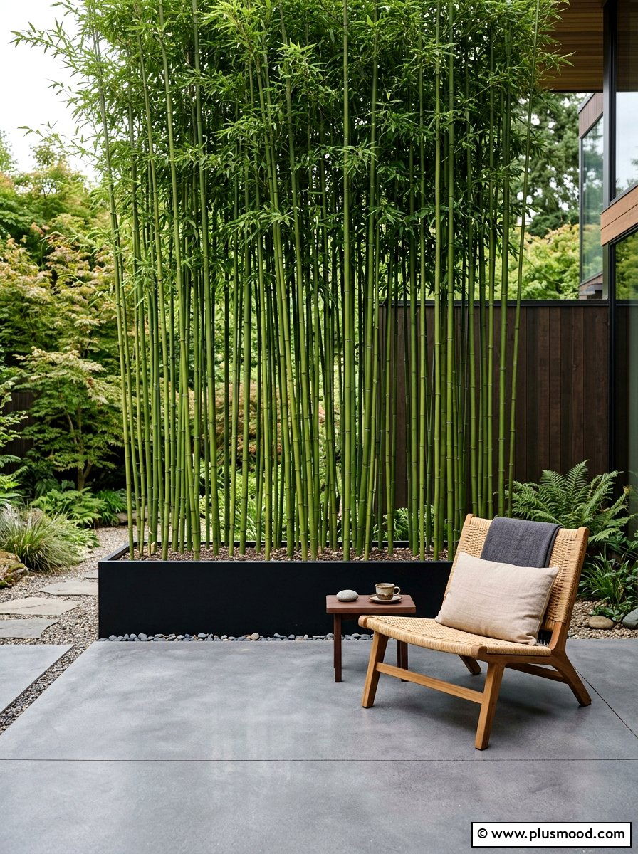 Bamboo privacy wall - 25 small backyard ideas for minimalist style