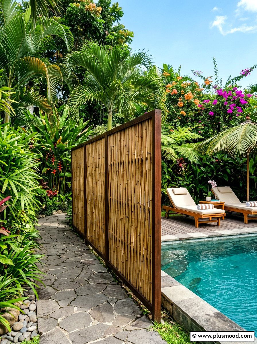 Bamboo screen - 25 summer poolside decor ideas