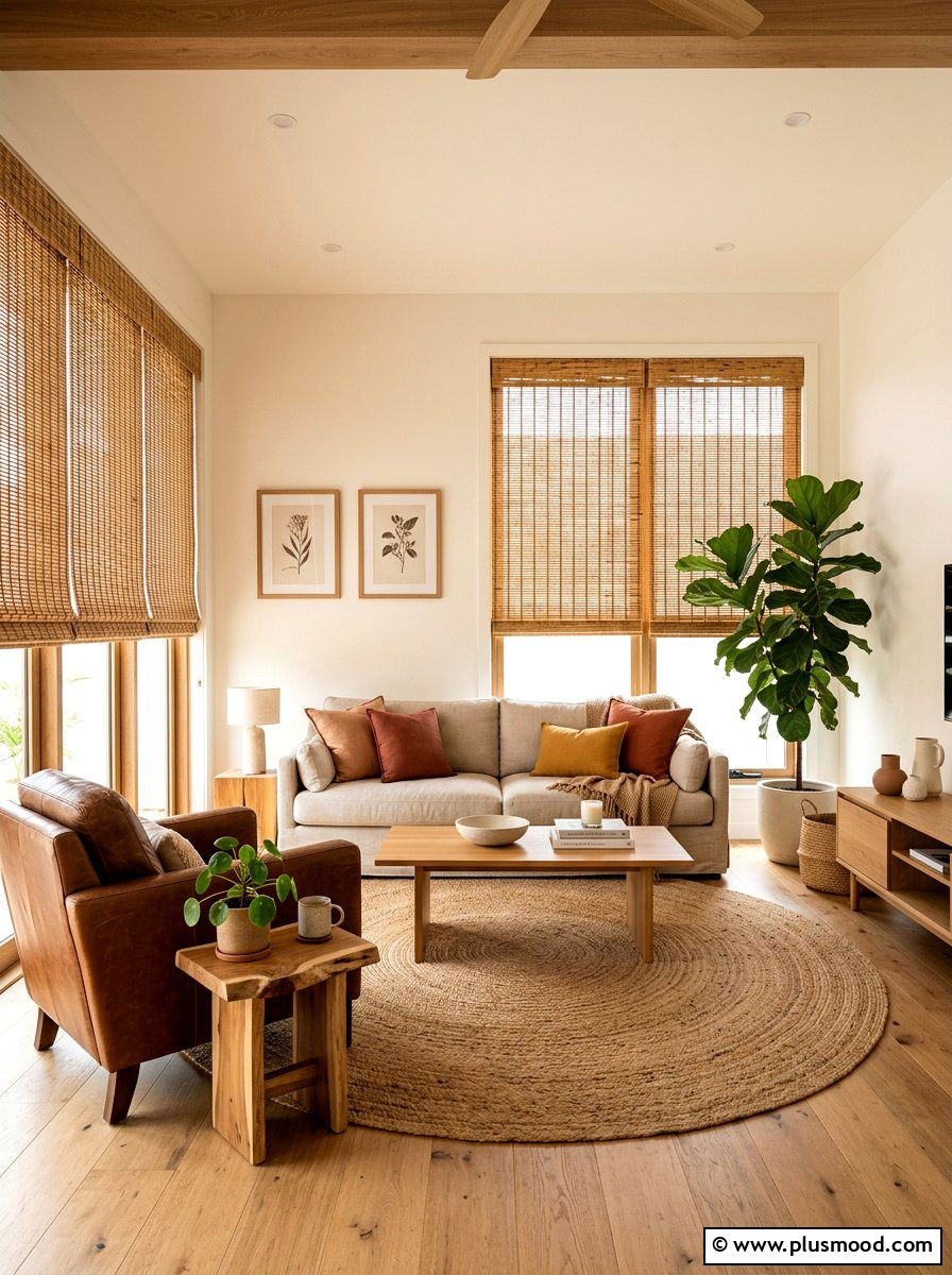 Bamboo window blinds - 25 summer window decor ideas for living room