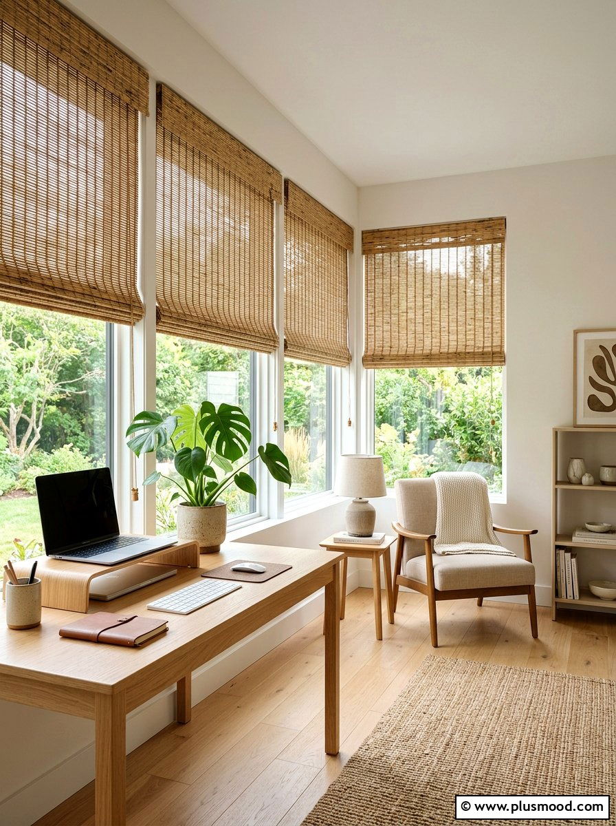 Bamboo window shades - 25 summer decor ideas without clutter