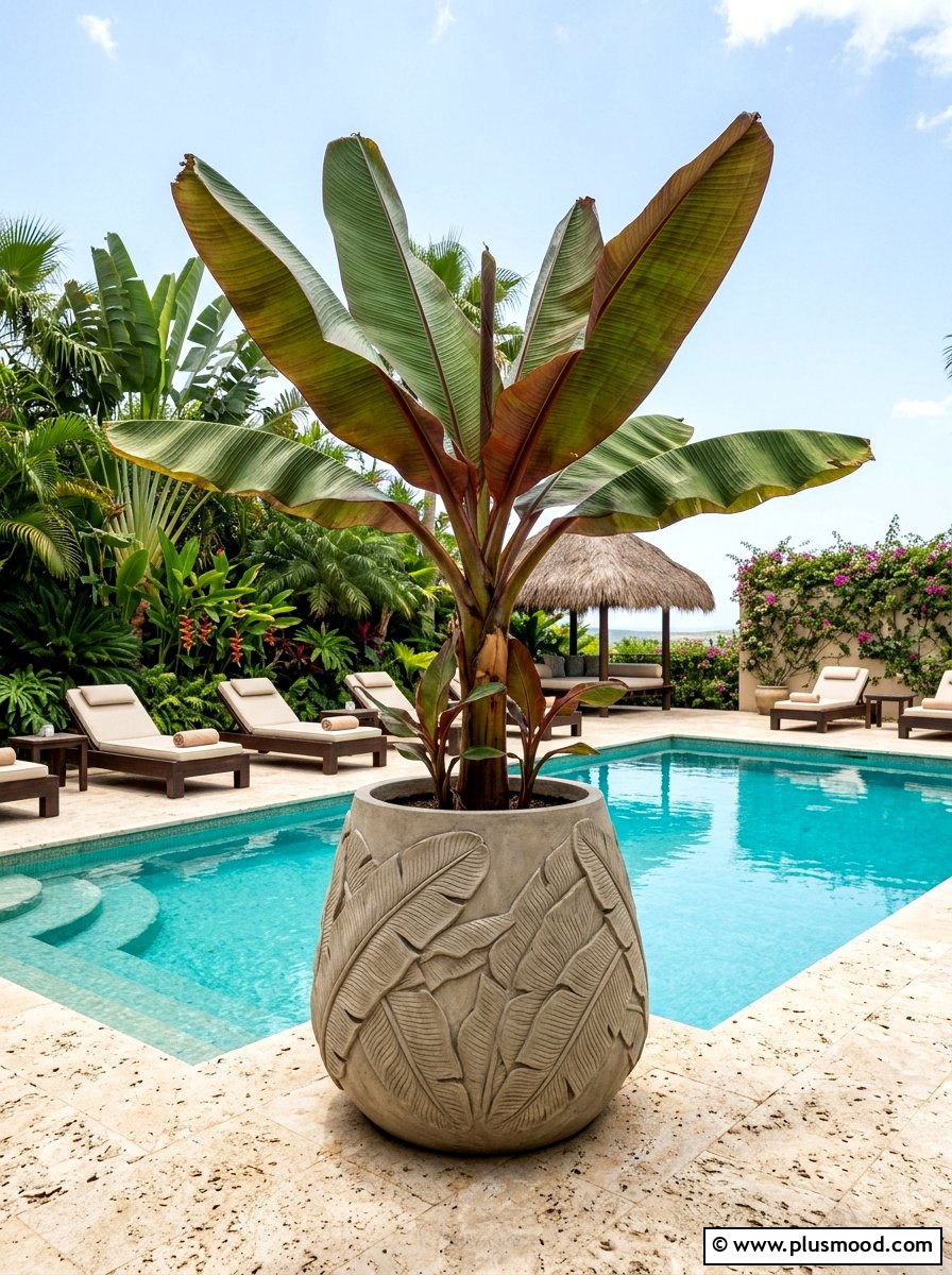 Banana Leaf Architectural Planter - 25 summer tropical planter ideas