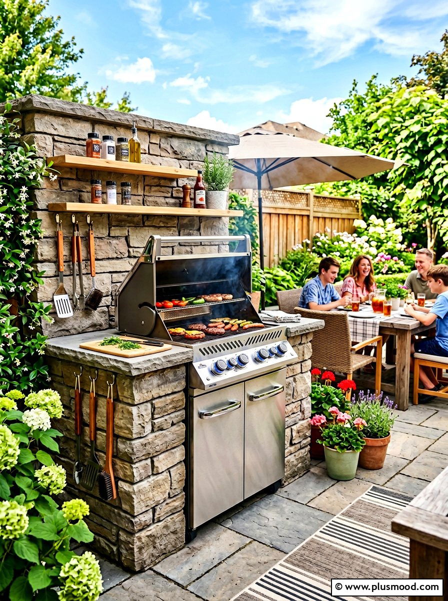 Barbecue Grilling Station - 25 summer backyard ideas for small spaces