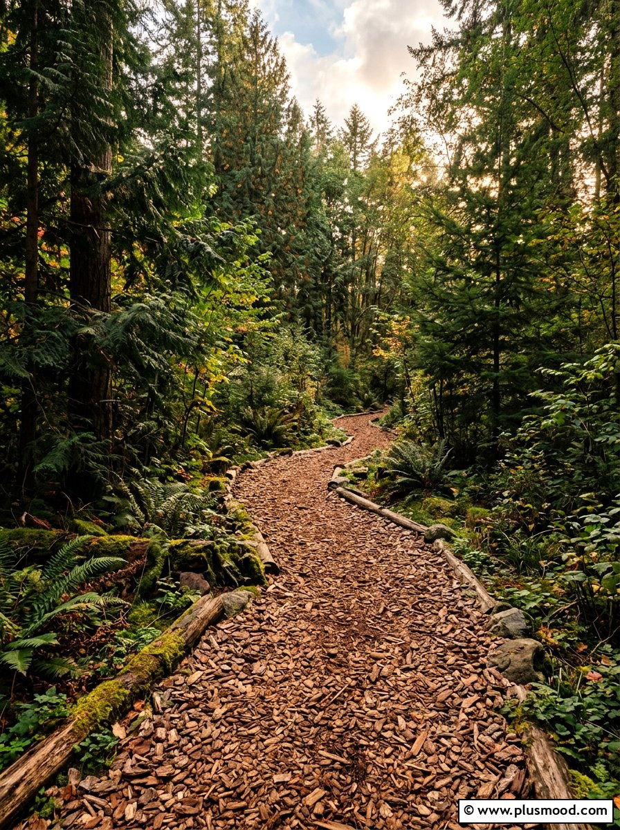 Bark Chip Path - 25 small backyard ideas with curved path