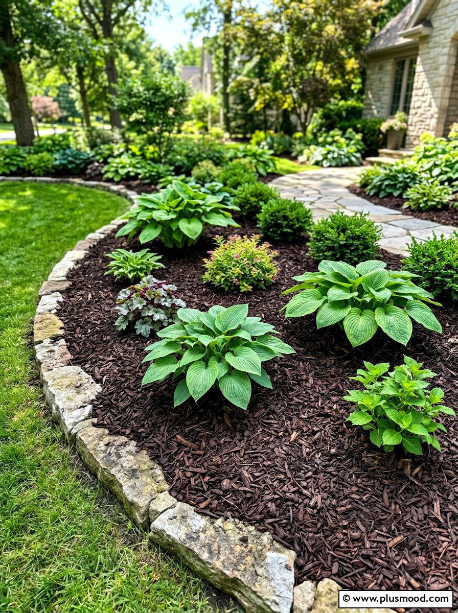 Bark Mulch Bed - 25 summer low water landscaping ideas