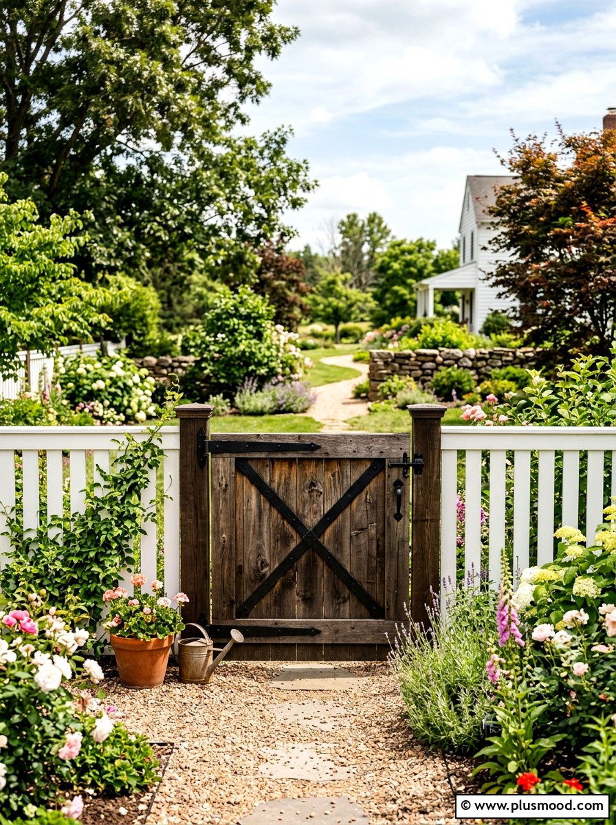 Barn Door Garden Gate - 25 small backyard ideas farmhouse style