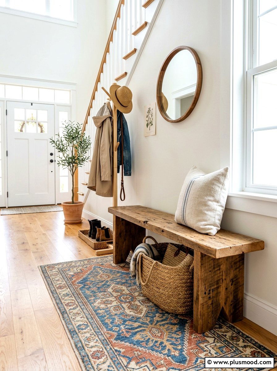 Barn Wood Entryway Bench - 25 summer rustic decor ideas