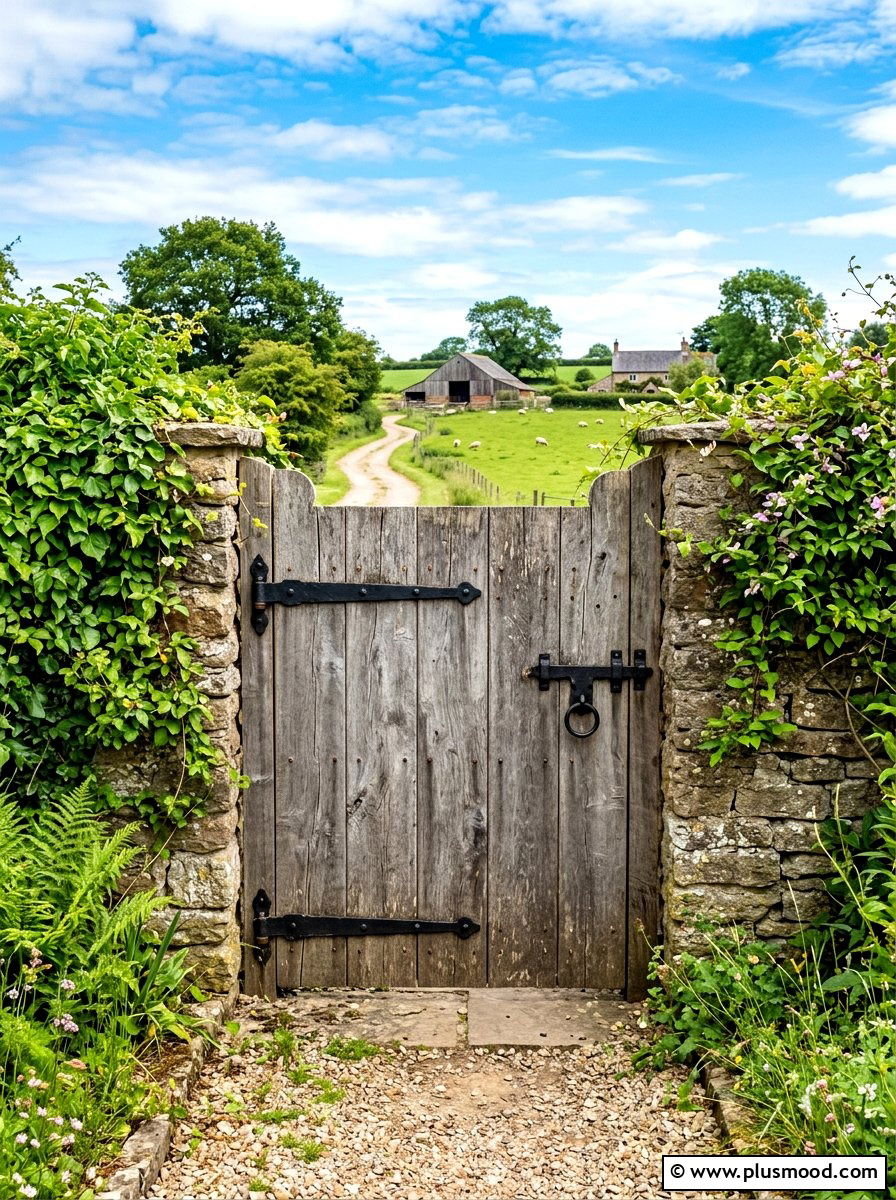 Barn Wood Gate - 25 summer farmhouse landscaping ideas