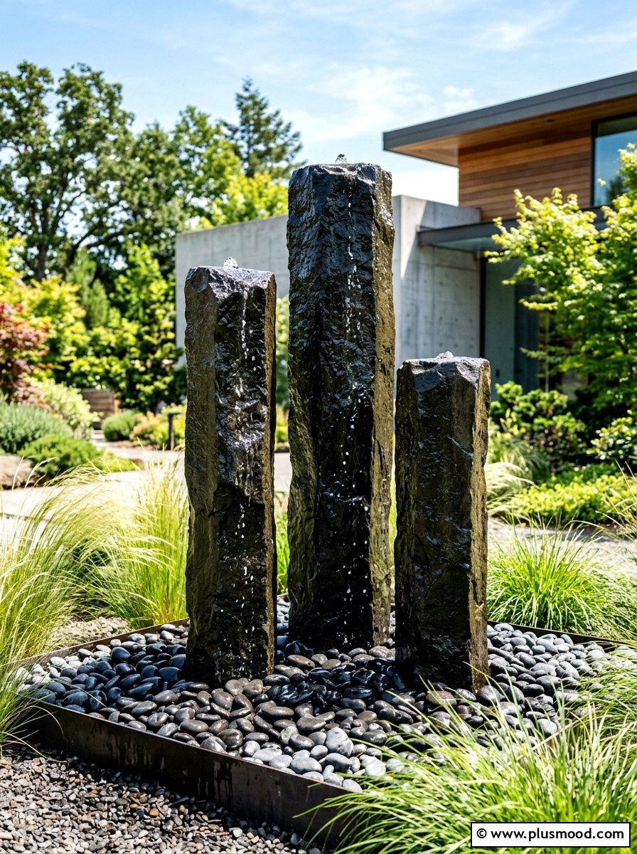 Basalt Column Fountain - 25 summer backyard water feature ideas