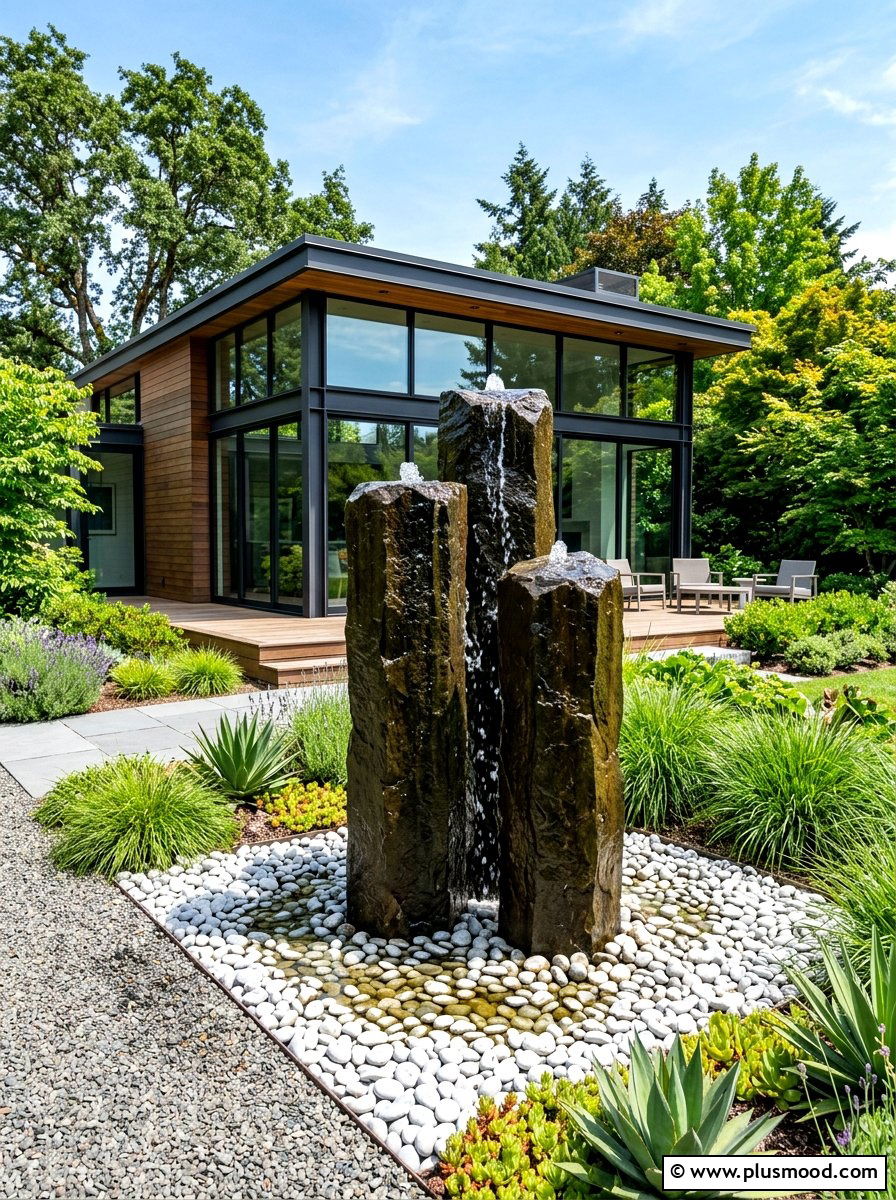 Basalt Column Fountain - 25 summer fountain ideas for backyard