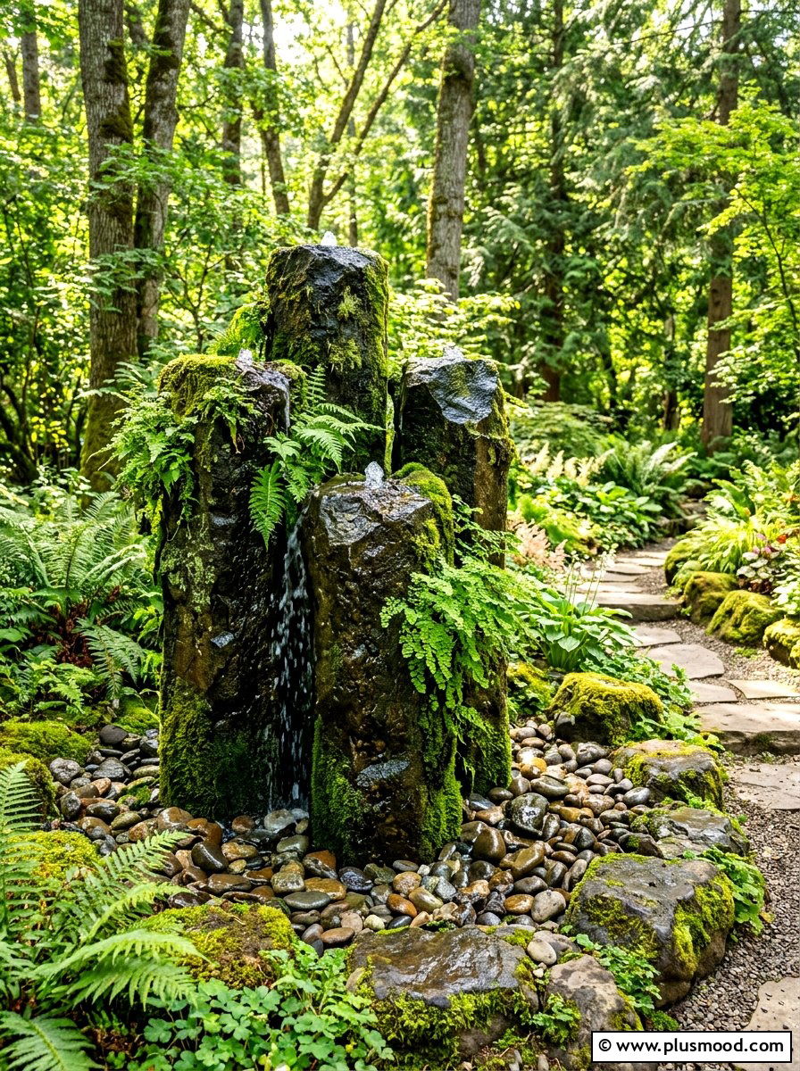 Basalt Rock Bubbler - 25 summer patio ideas with water feature