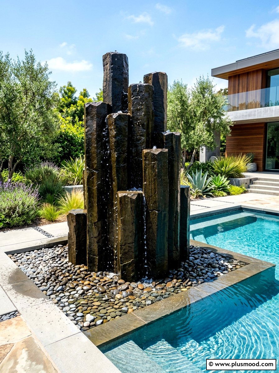 Basalt rock columns - 25 summer pool landscaping ideas with rocks