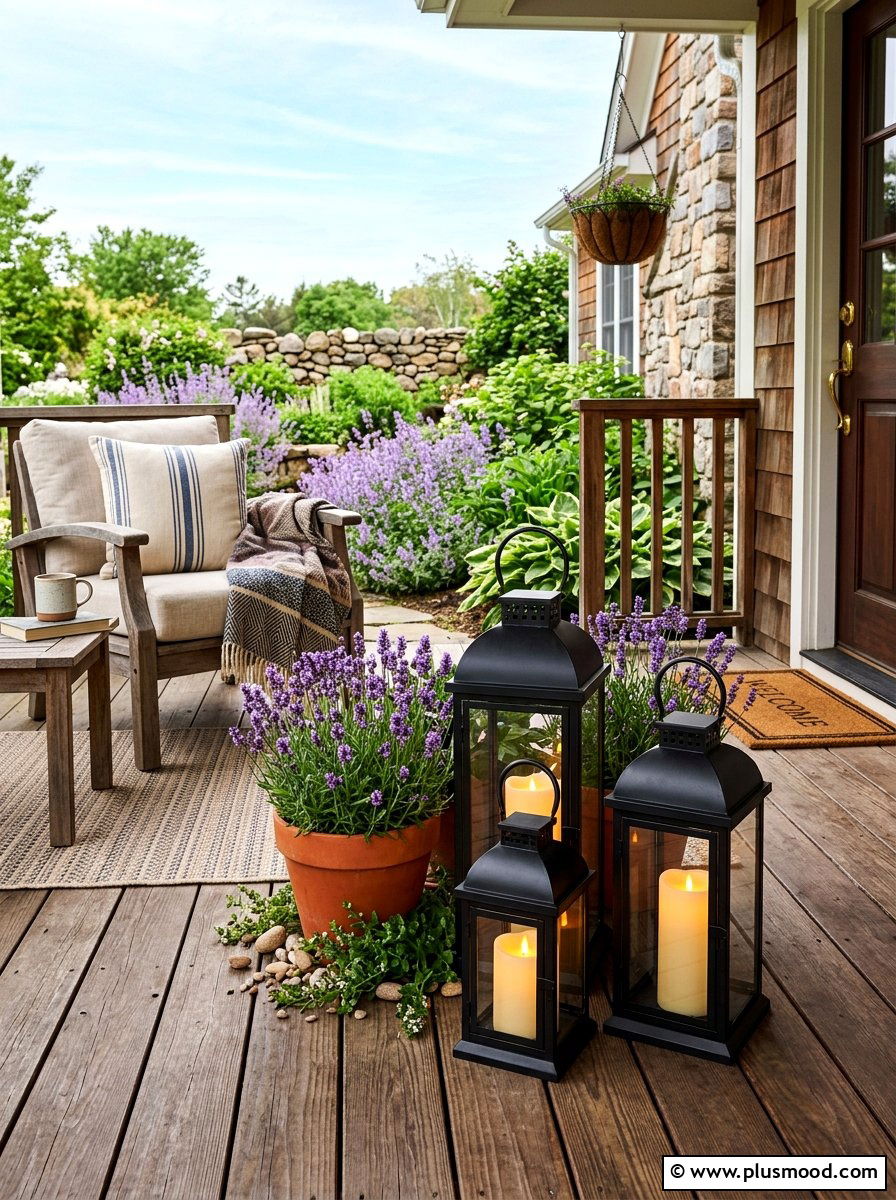 Battery Operated Flameless Porch Floor Lantern - 25 summer porch lighting curb appeal ideas