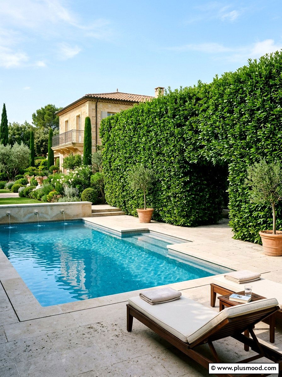Bay Laurel Pool Screen - 25 pool landscaping ideas with herbs