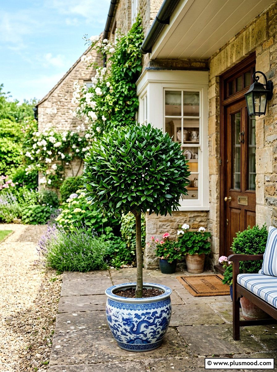 Bay Laurel Topiary - 25 summer topiary ideas for front entry
