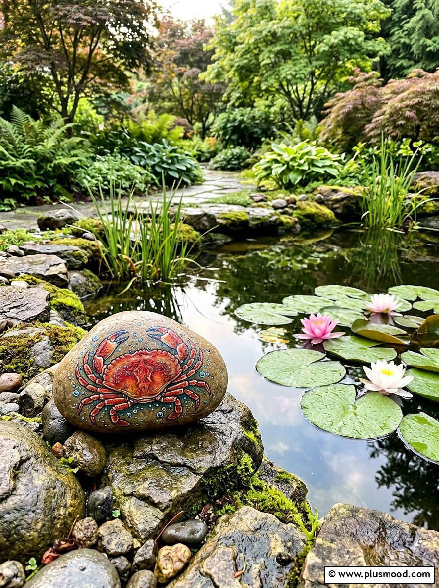 Beach Crab Rock - 25 painted rock ideas with ocean theme