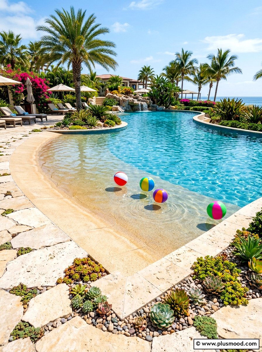 Beach Entry Pool - 25 summer coastal pool area ideas