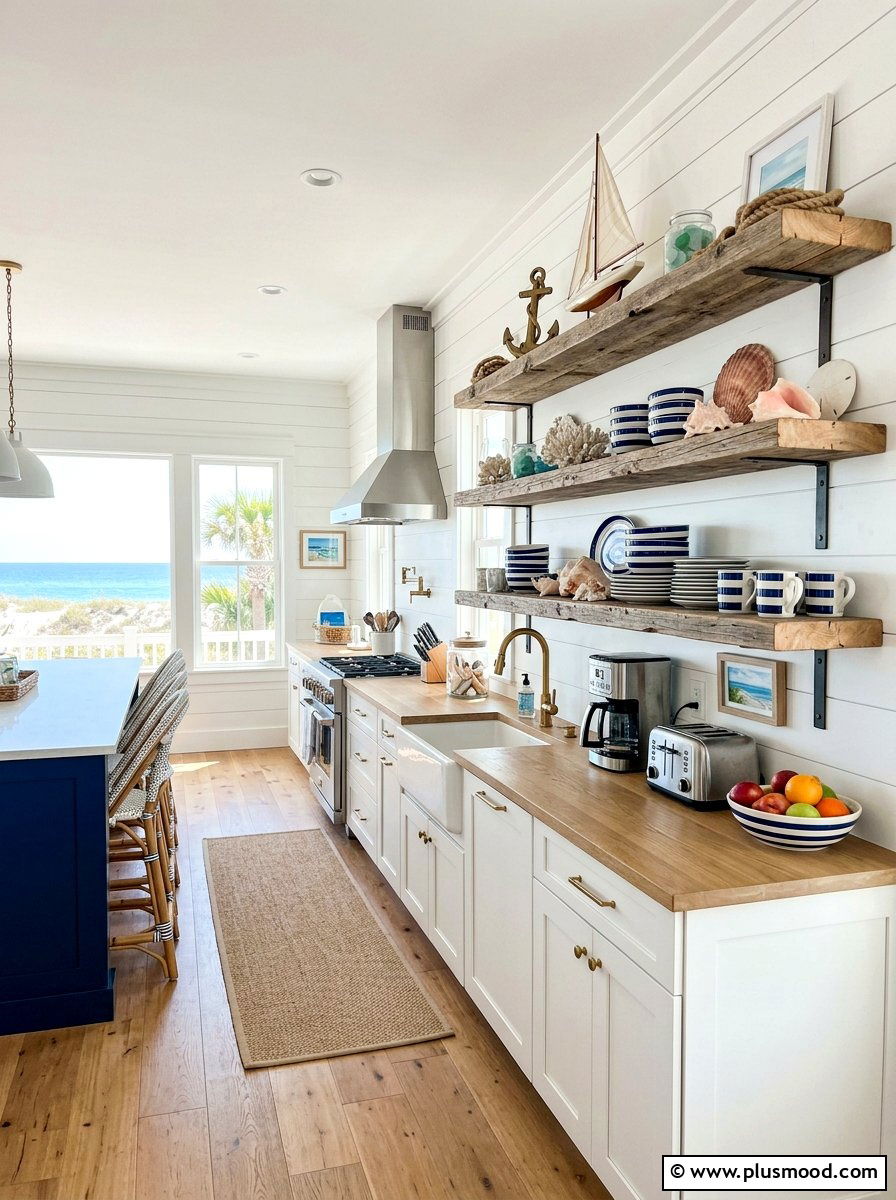 Beach House Kitchen Open Shelves - 25 summer open shelf summer kitchen ideas