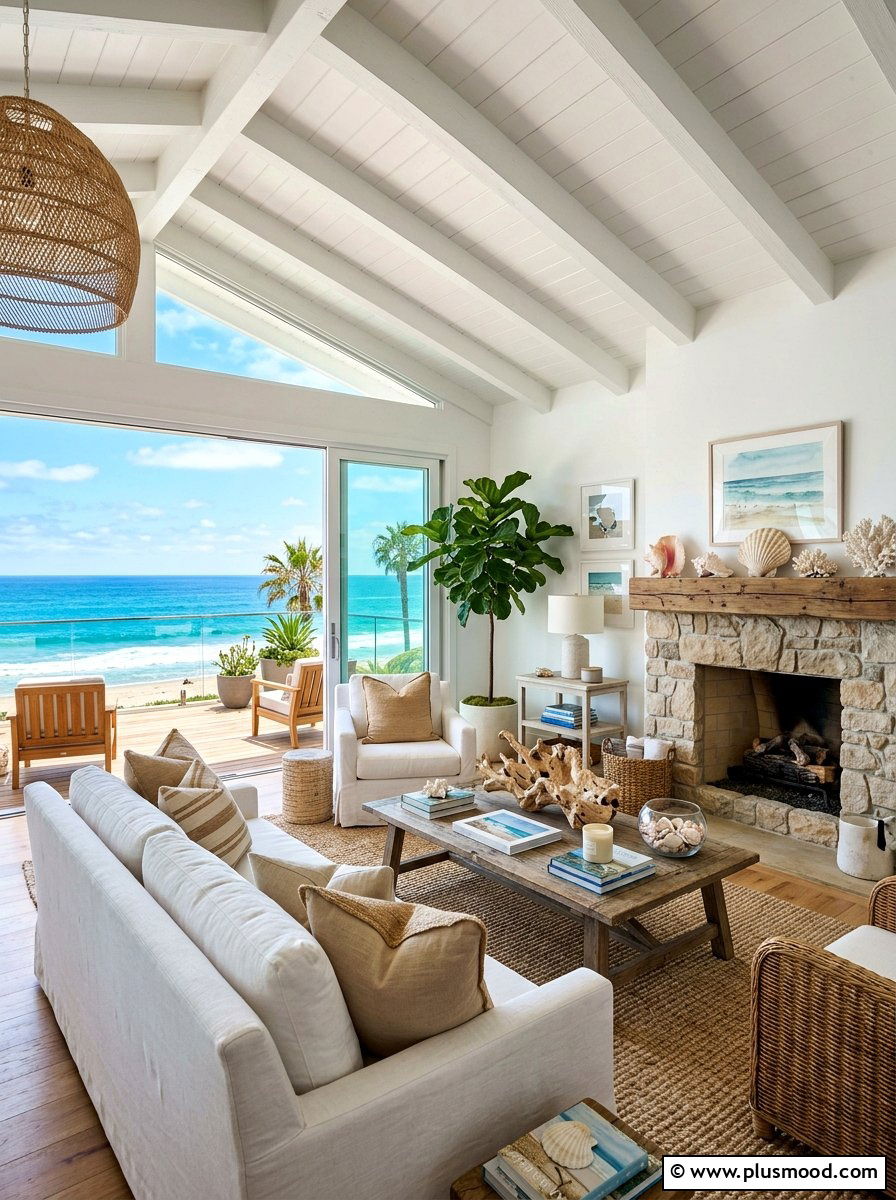 Beach House Living Room - 25 summer decor ideas for white living room