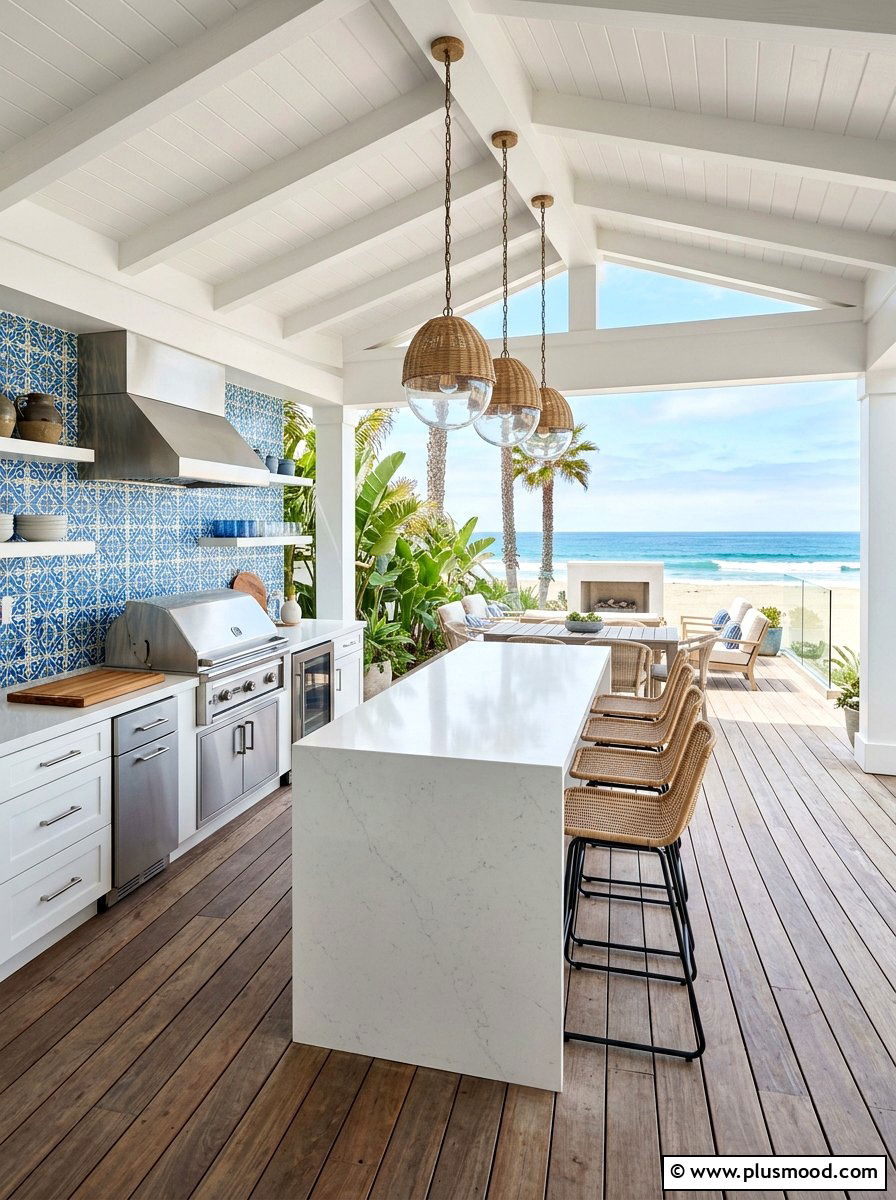 Beach House Outdoor Kitchen - 25 summer coastal patio ideas