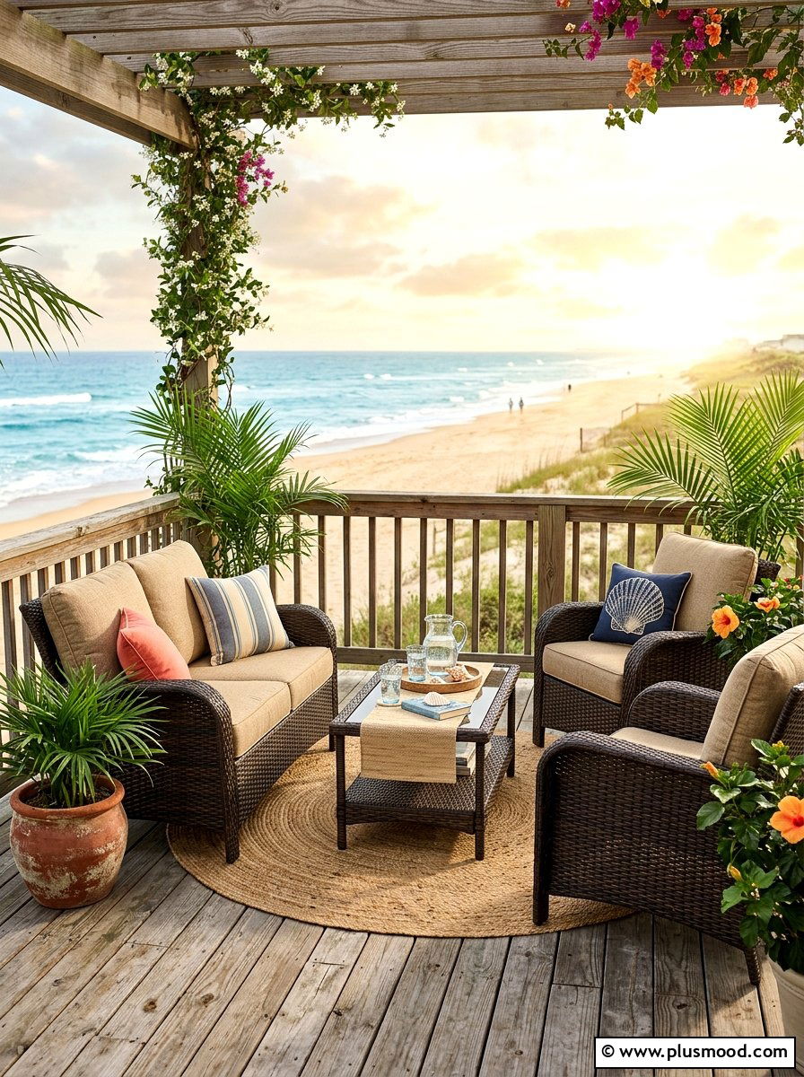 Beach House Wicker Furniture - 25 summer coastal front porch ideas