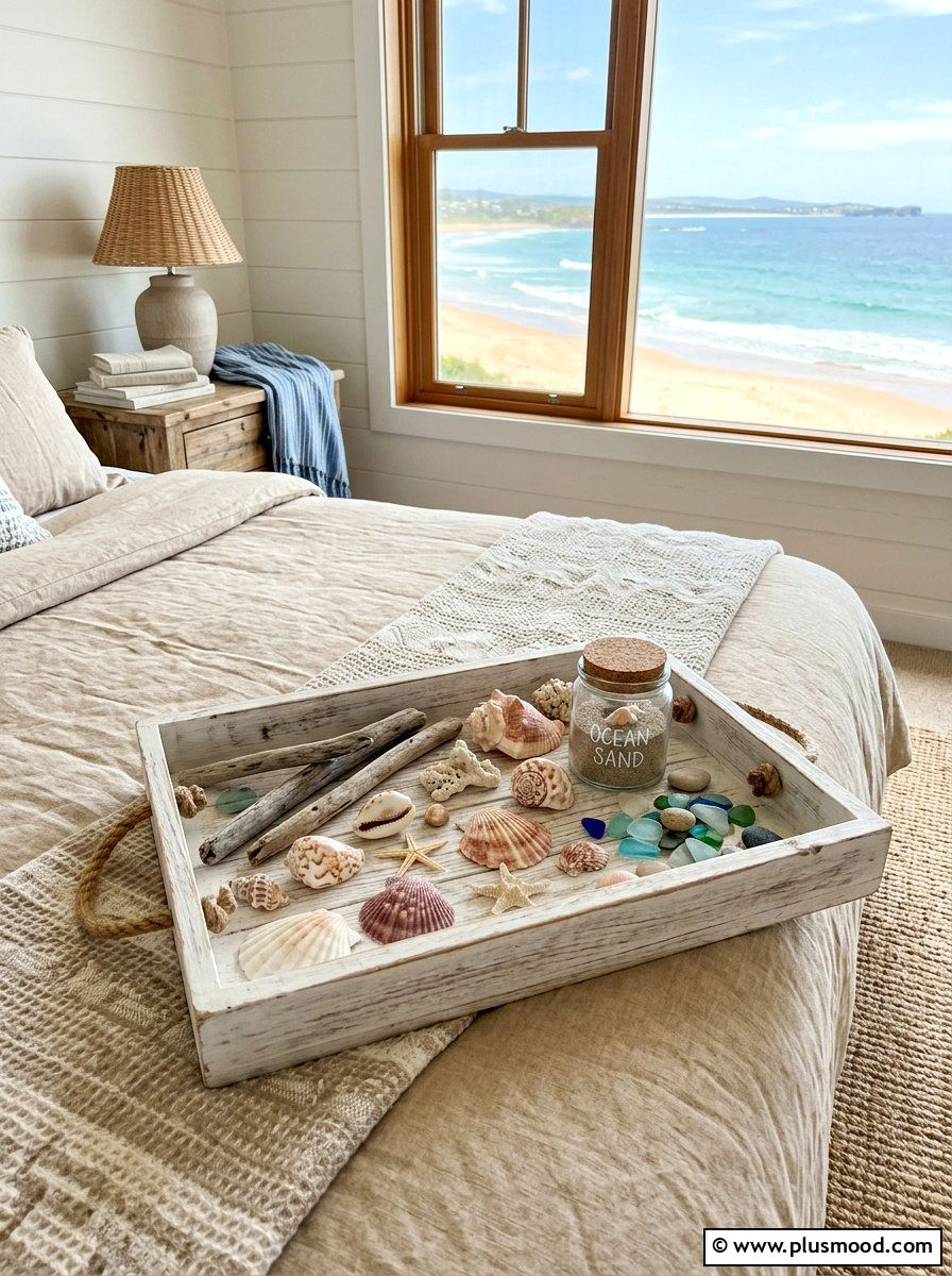 Beach Shell Tray - 25 summer bedroom tray decor ideas
