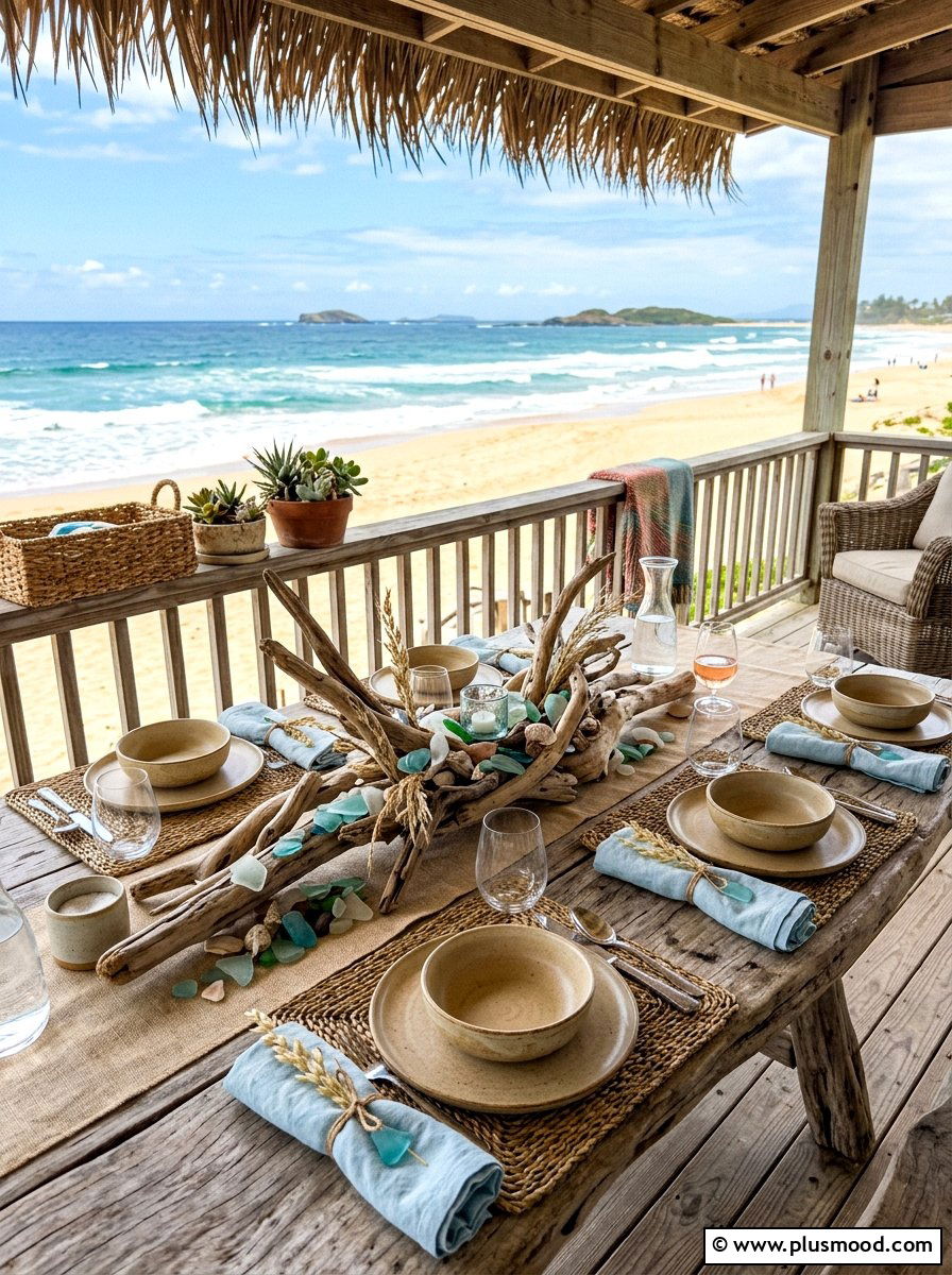 Beach Side Driftwood Table - 25 summer place setting ideas for summer