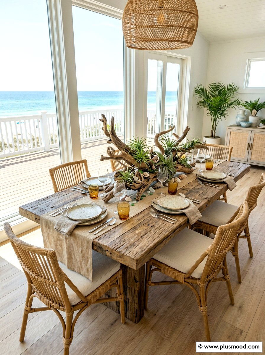 Beachy Driftwood Table - 25 summer kitchen table decor ideas