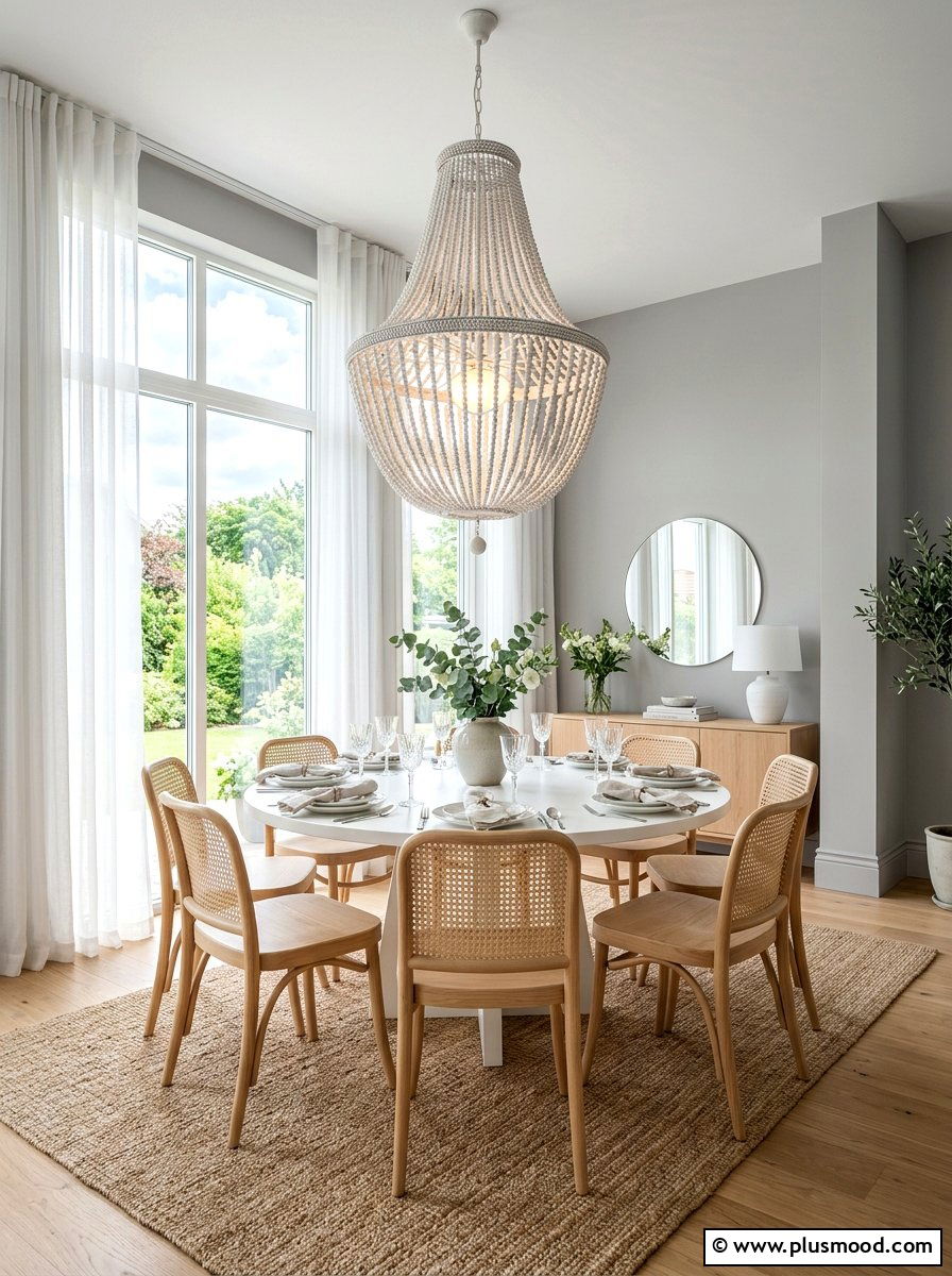 Beaded Dining Chandelier - 25 summer boho decor ideas