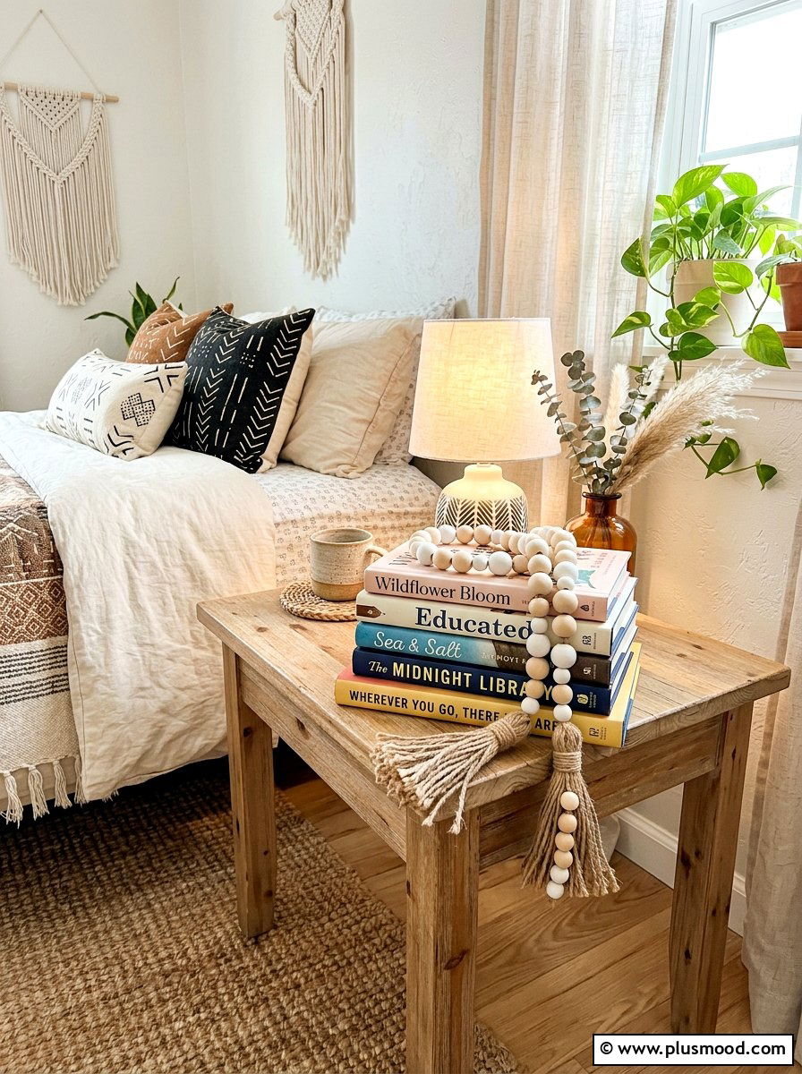 Beaded Garland Accent - 25 summer nightstand decor ideas