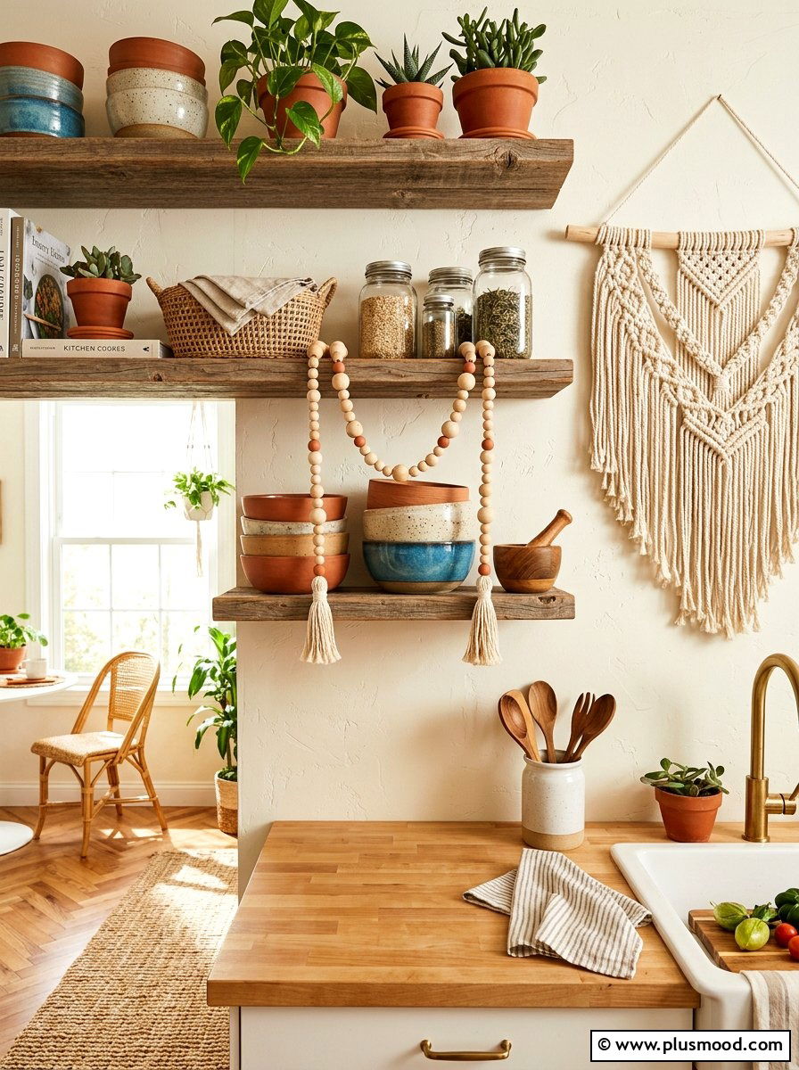 Beaded Garland Decor - 25 summer kitchen shelf decor ideas