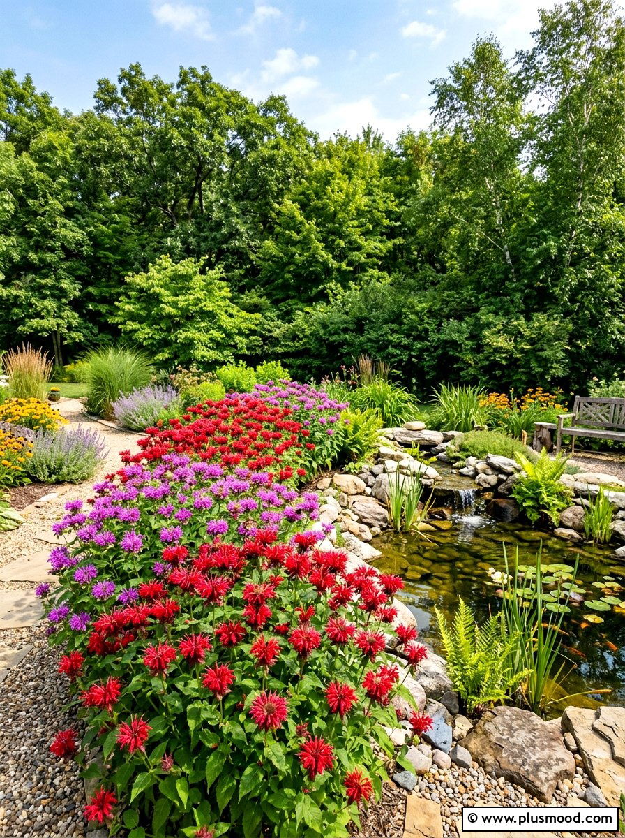Bee Balm Patch - 25 summer pollinator landscaping ideas
